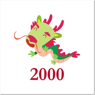 Chinese Zodiac Sign Dragon | Red green Chinese dragon | Cute Baby Dragon | 2000 Posters and Art